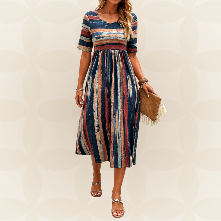 Noèle - Midi Dress with Tummy-Controlling Stripes