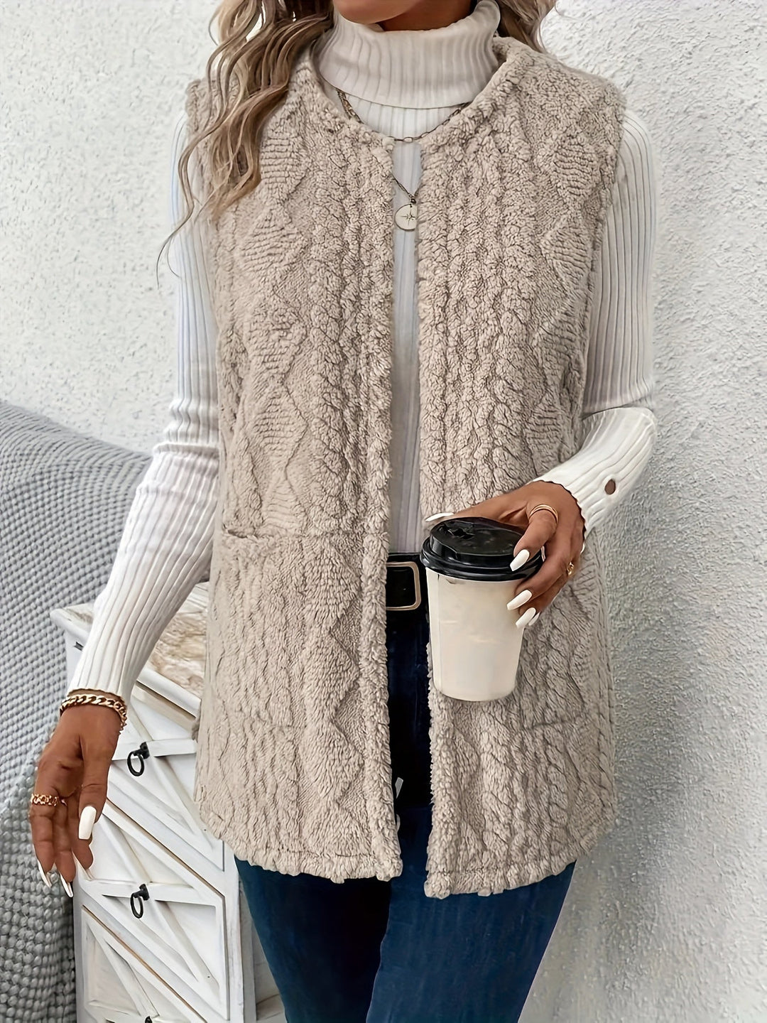 Phyllida | Diamond Texture Fleece Gilet Womens