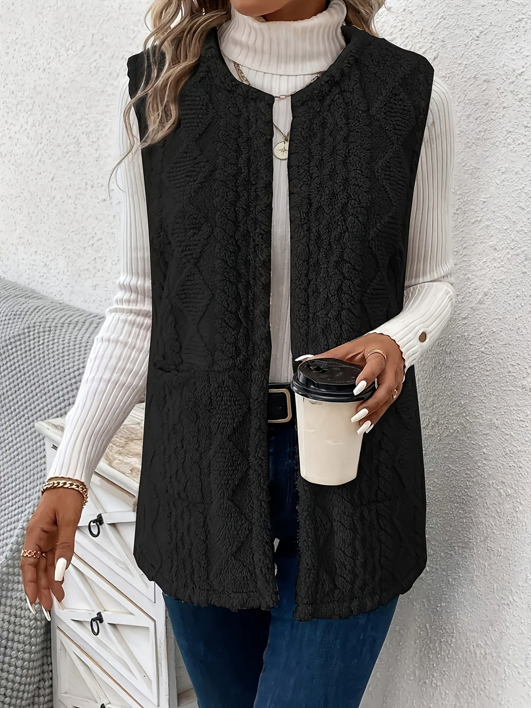 Phyllida | Diamond Texture Fleece Gilet Womens