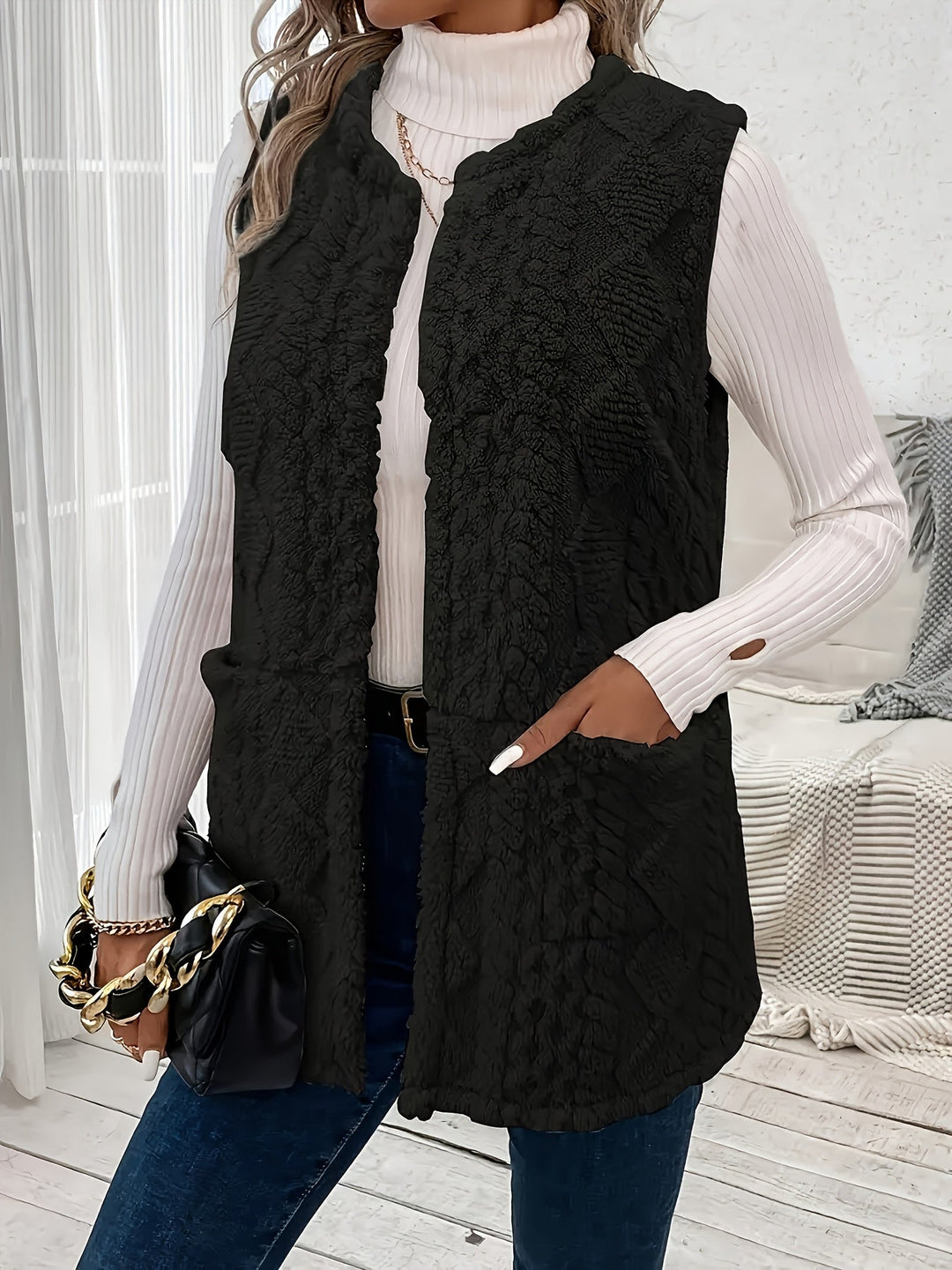 Phyllida | Diamond Texture Fleece Gilet Womens