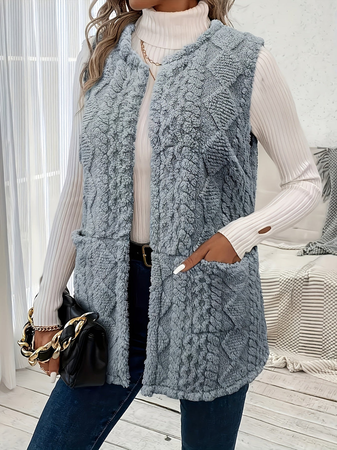Phyllida | Diamond Texture Fleece Gilet Womens