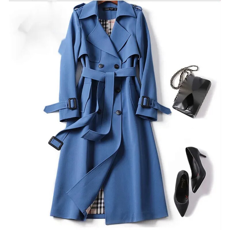 Calora | Womens Classic Belted Long Trench Coat
