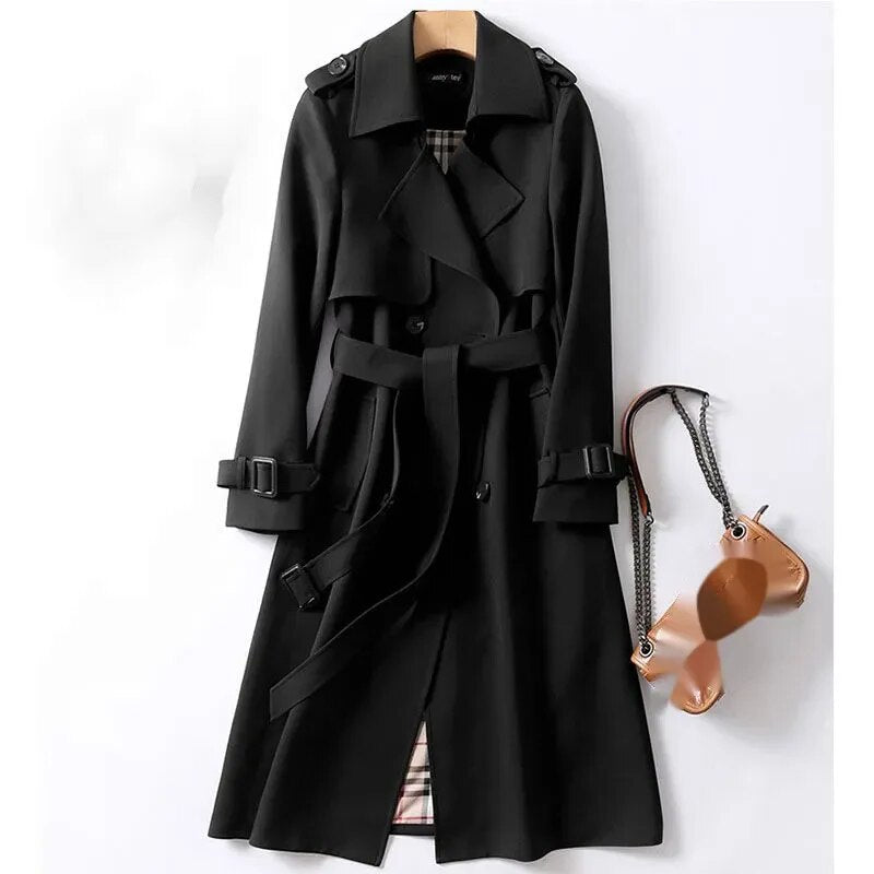 Calora | Womens Classic Belted Long Trench Coat