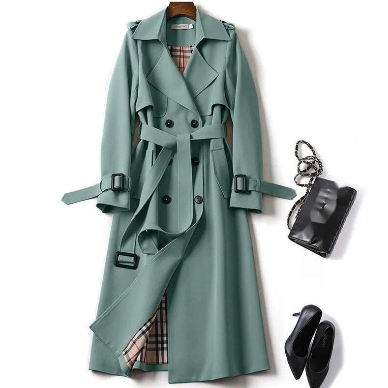 Calora | Womens Classic Belted Long Trench Coat