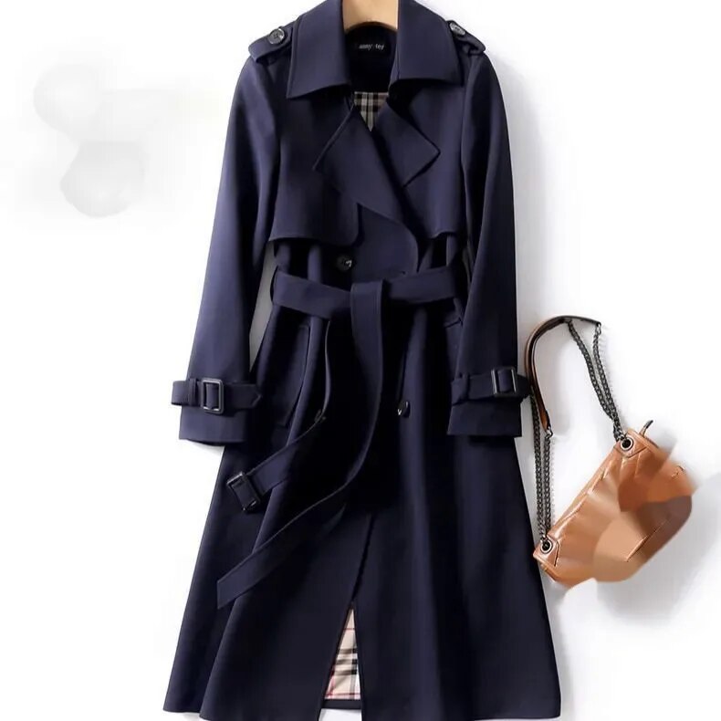 Calora | Womens Classic Belted Long Trench Coat