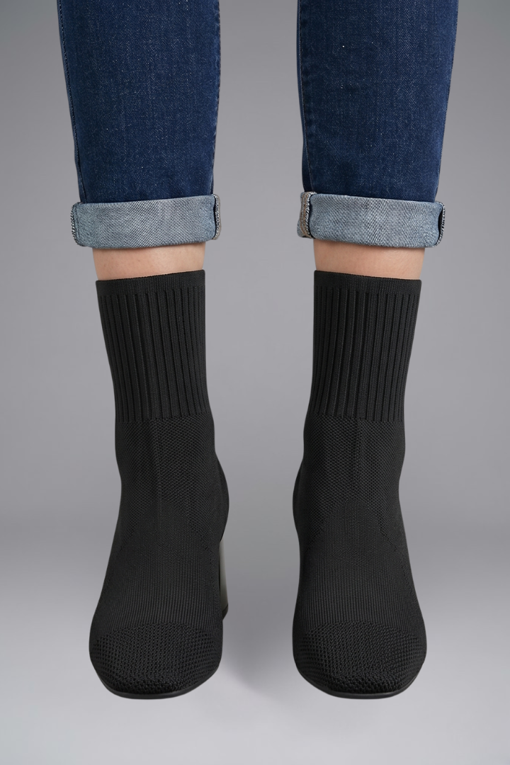 Rowena | Ribbed Collar Ankle Boots Womens