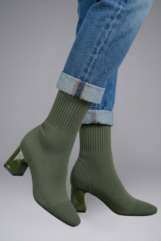 Rowena | Ribbed Collar Ankle Boots Womens