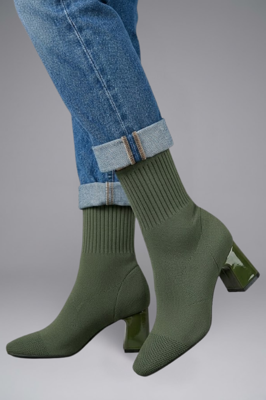 Rowena | Ribbed Collar Ankle Boots Womens