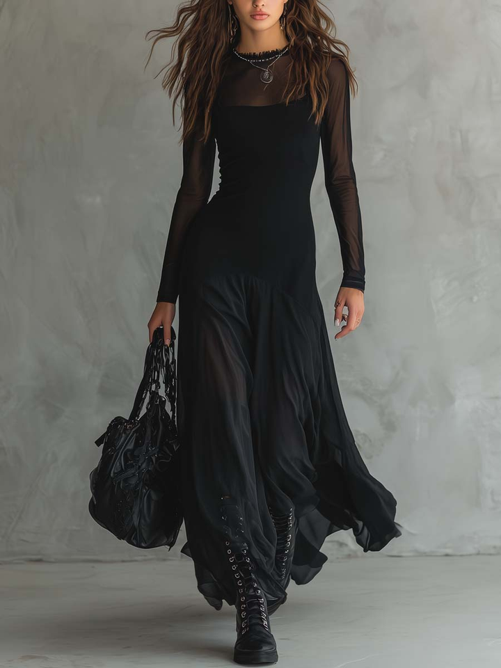 Quilla - Loose-fit Maxi Tulle Dress
