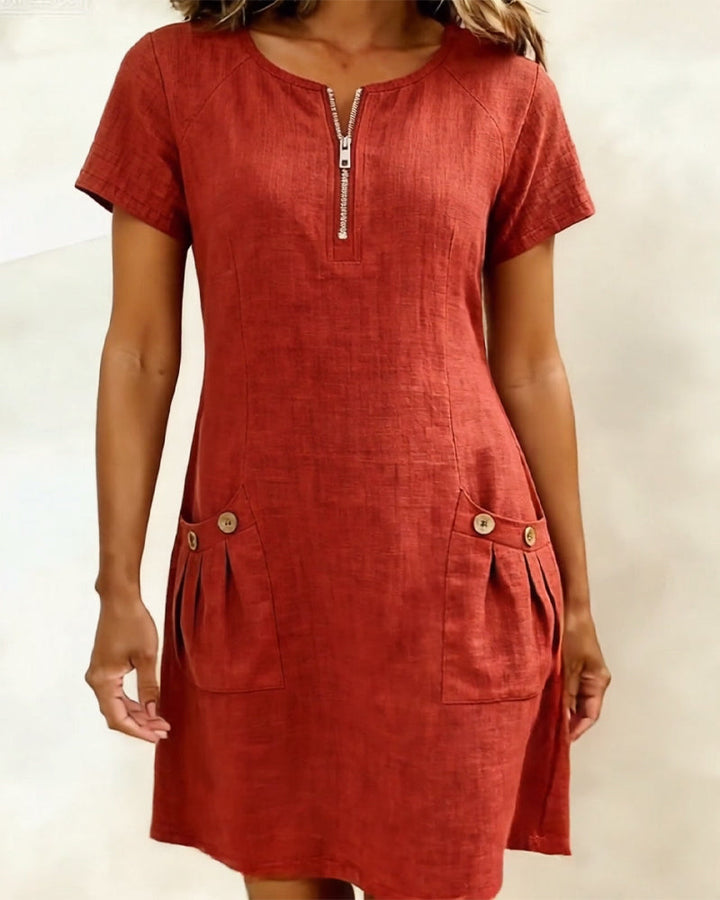 Hallie – Lightweight Linen Cotton A-Line Dress