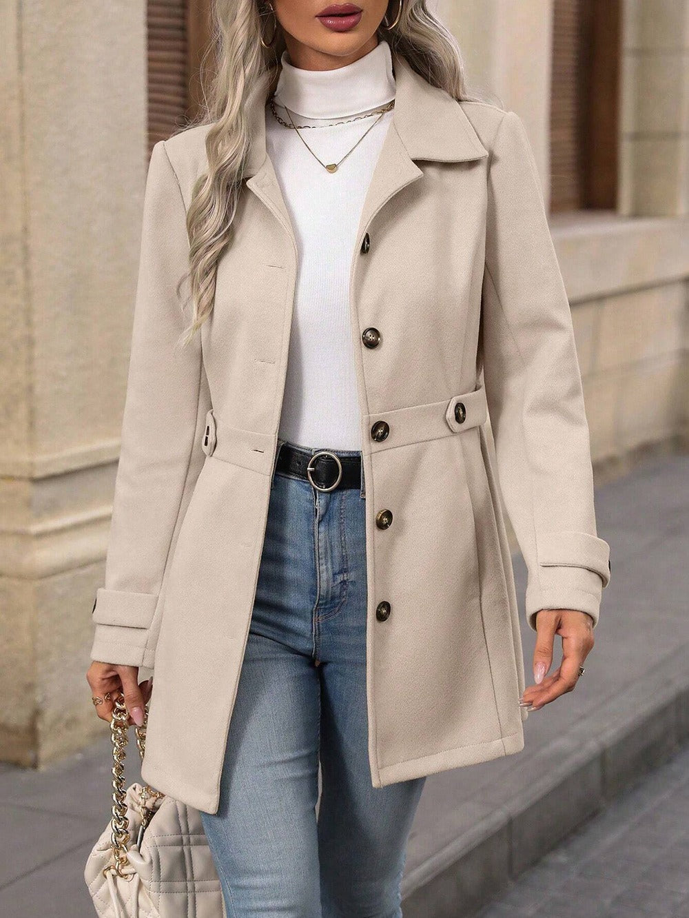 Beatrice | Womens Button Front Tailored Trench Coat