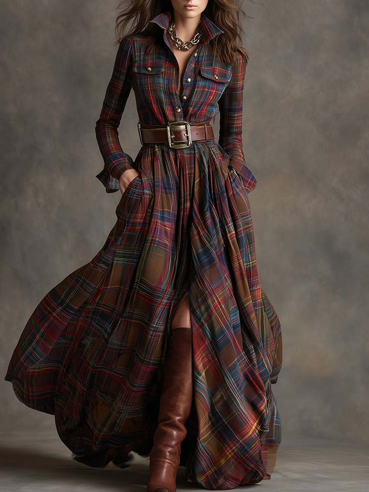 Jessica – Maxi Shirt Dress with Classic Checks