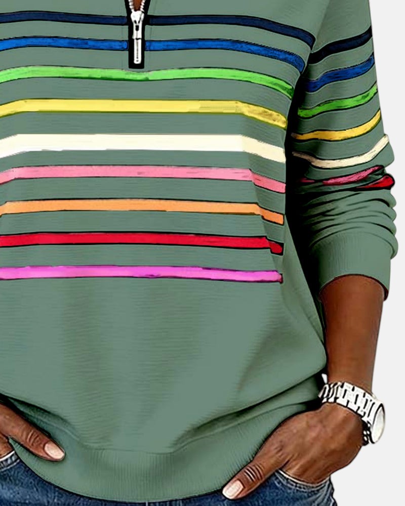 Emily - Striped Zip Sweatshirt