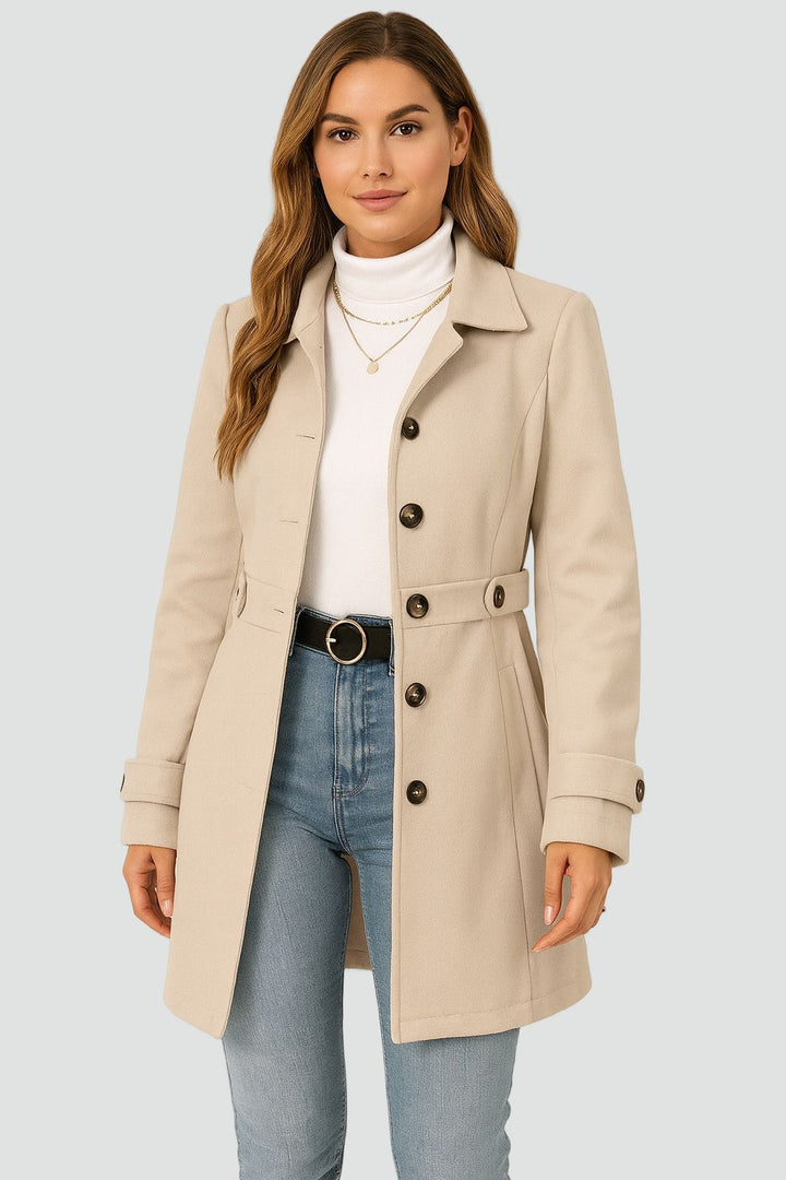 Beatrice | Womens Button Front Tailored Trench Coat