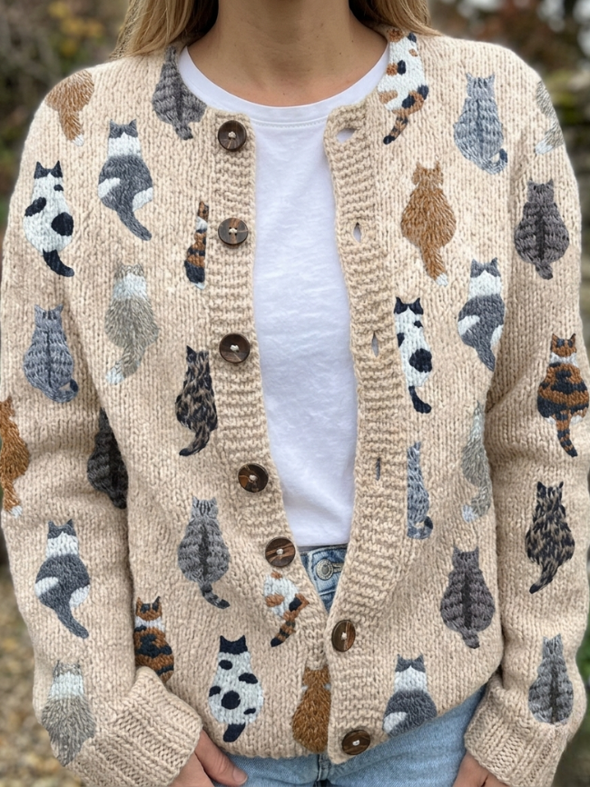 Patricia | Cat Print Cardigan