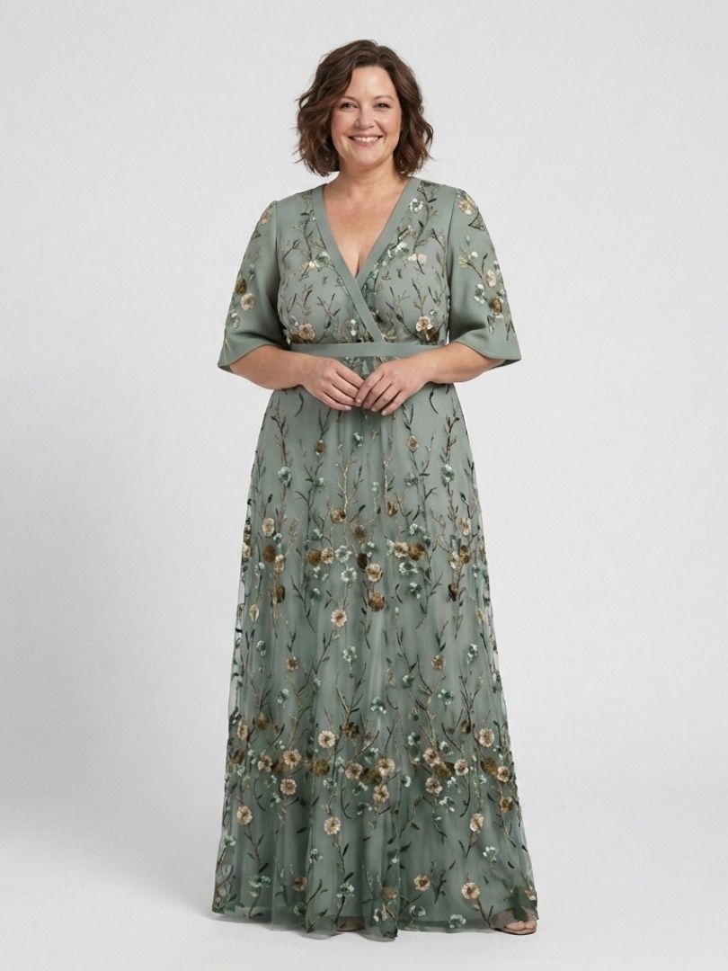 Elodie – Long Floral Dress with V-Neck
