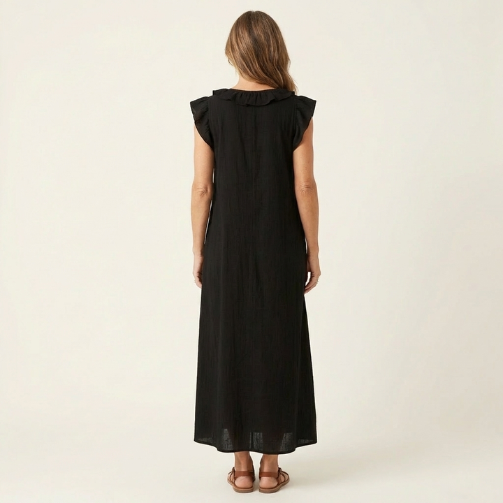 Patricia | Long dress with V-neck and frills