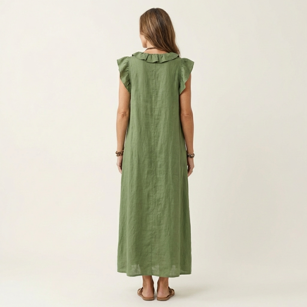 Patricia | Long dress with V-neck and frills