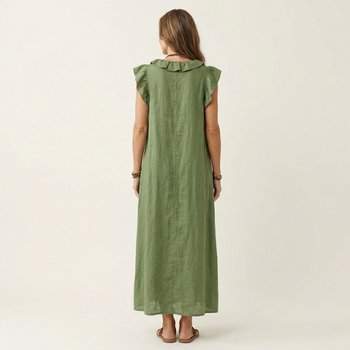 Patricia | Long dress with V-neck and frills