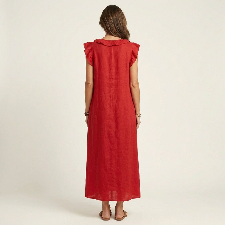 Patricia | Long dress with V-neck and frills
