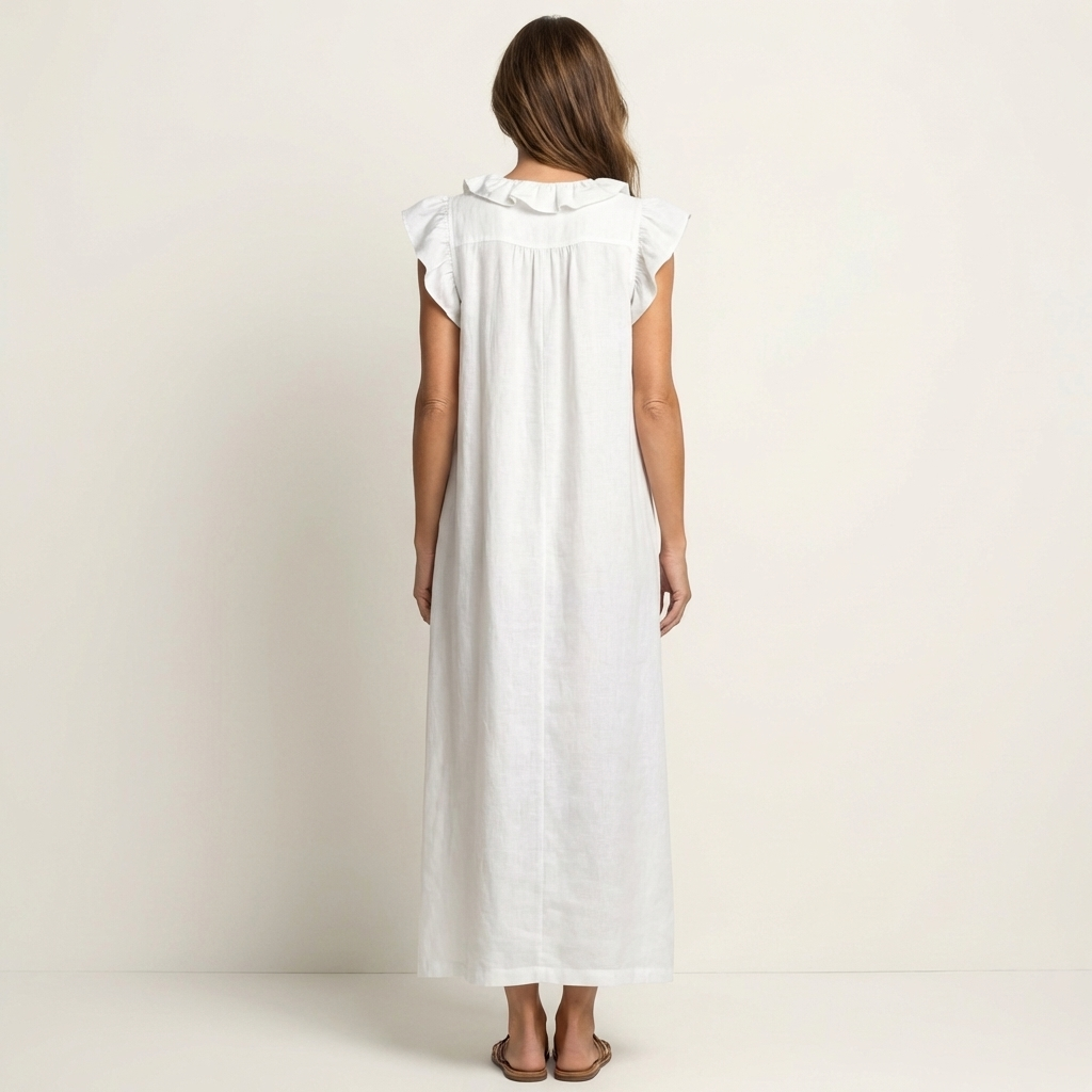 Patricia | Long dress with V-neck and frills