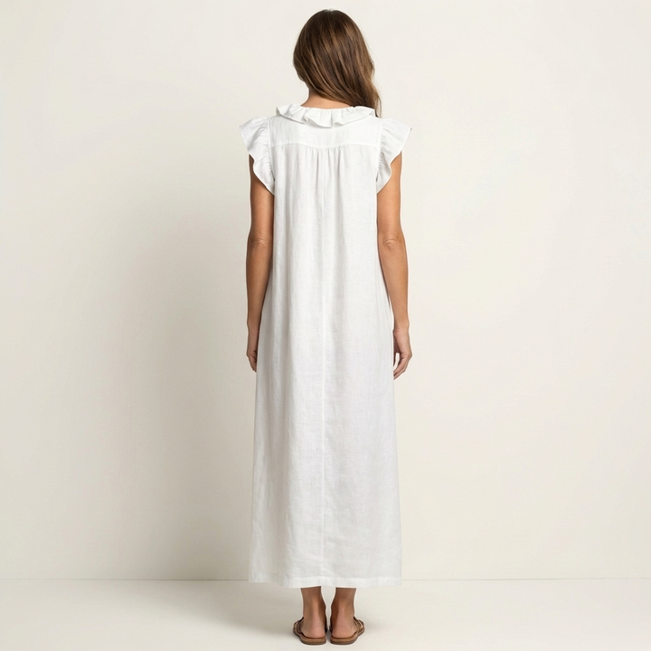 Patricia | Long dress with V-neck and frills
