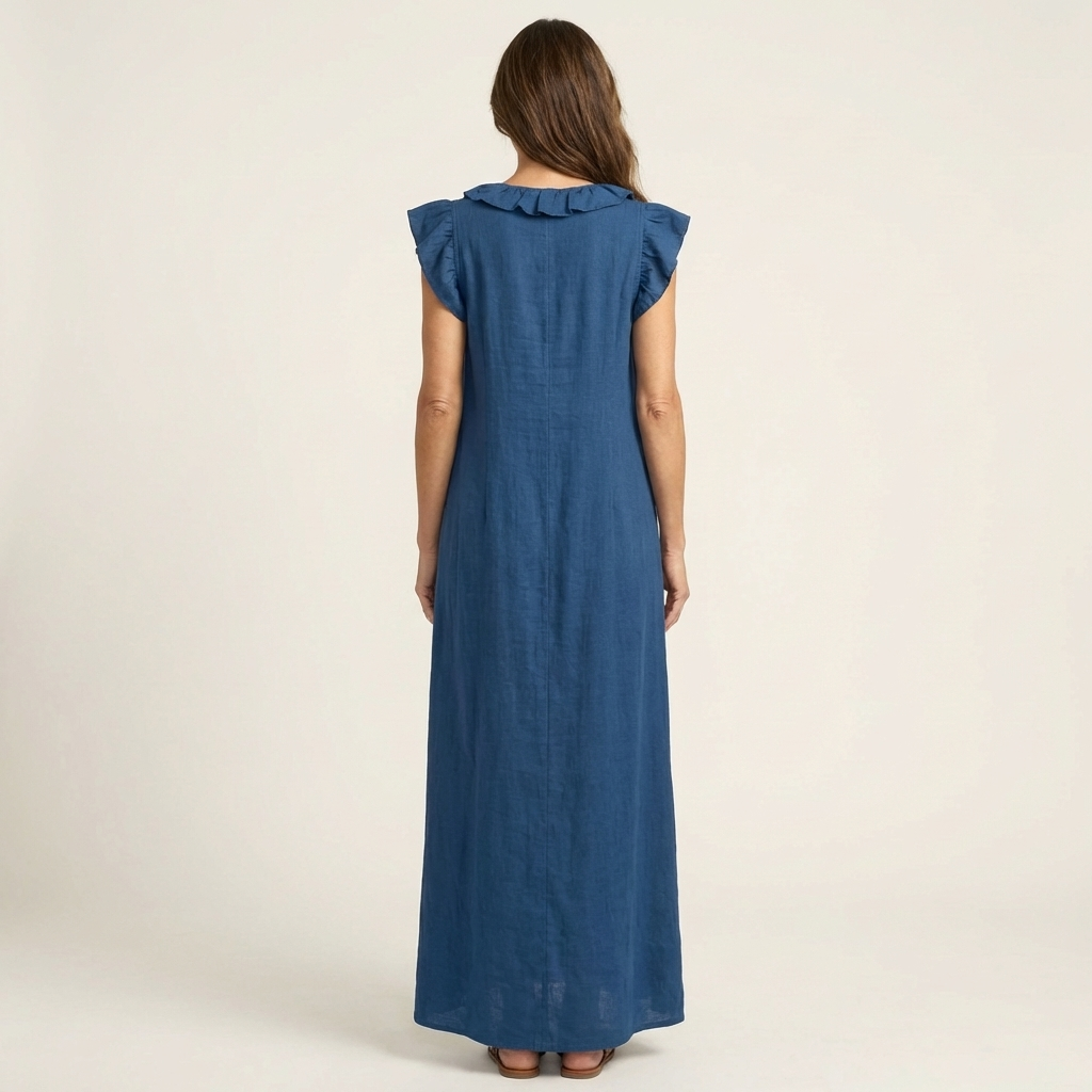 Patricia | Long dress with V-neck and frills
