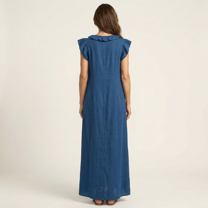 Patricia | Long dress with V-neck and frills