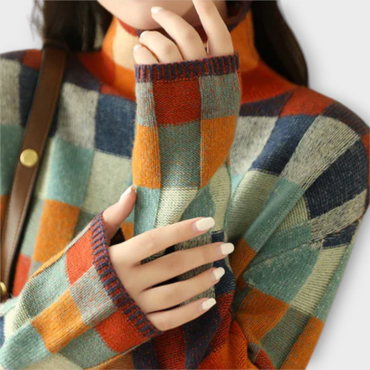 Erika - Patchwork Turtleneck Jumper