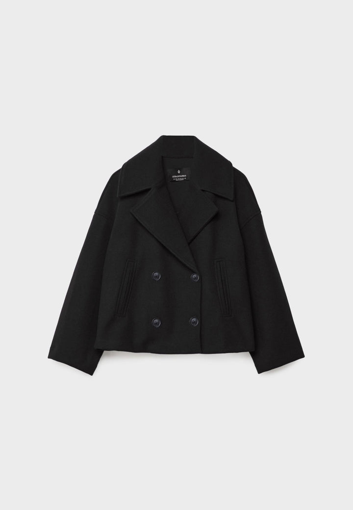 Harlow | Womens Double-Breasted Cropped Wool Blend Jacket