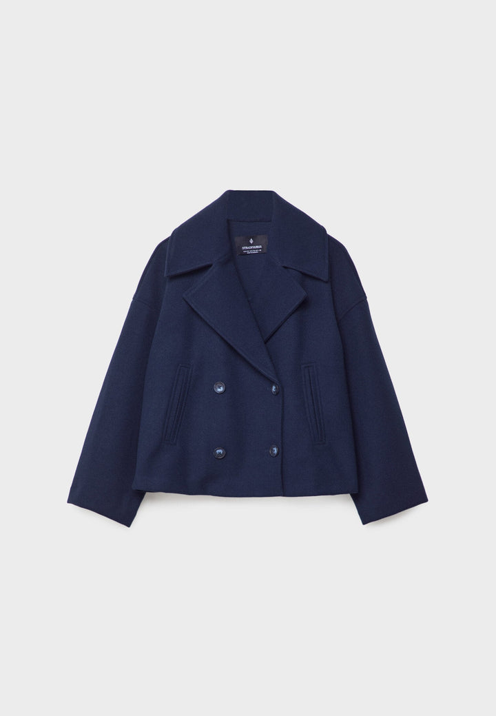 Harlow | Womens Double-Breasted Cropped Wool Blend Jacket