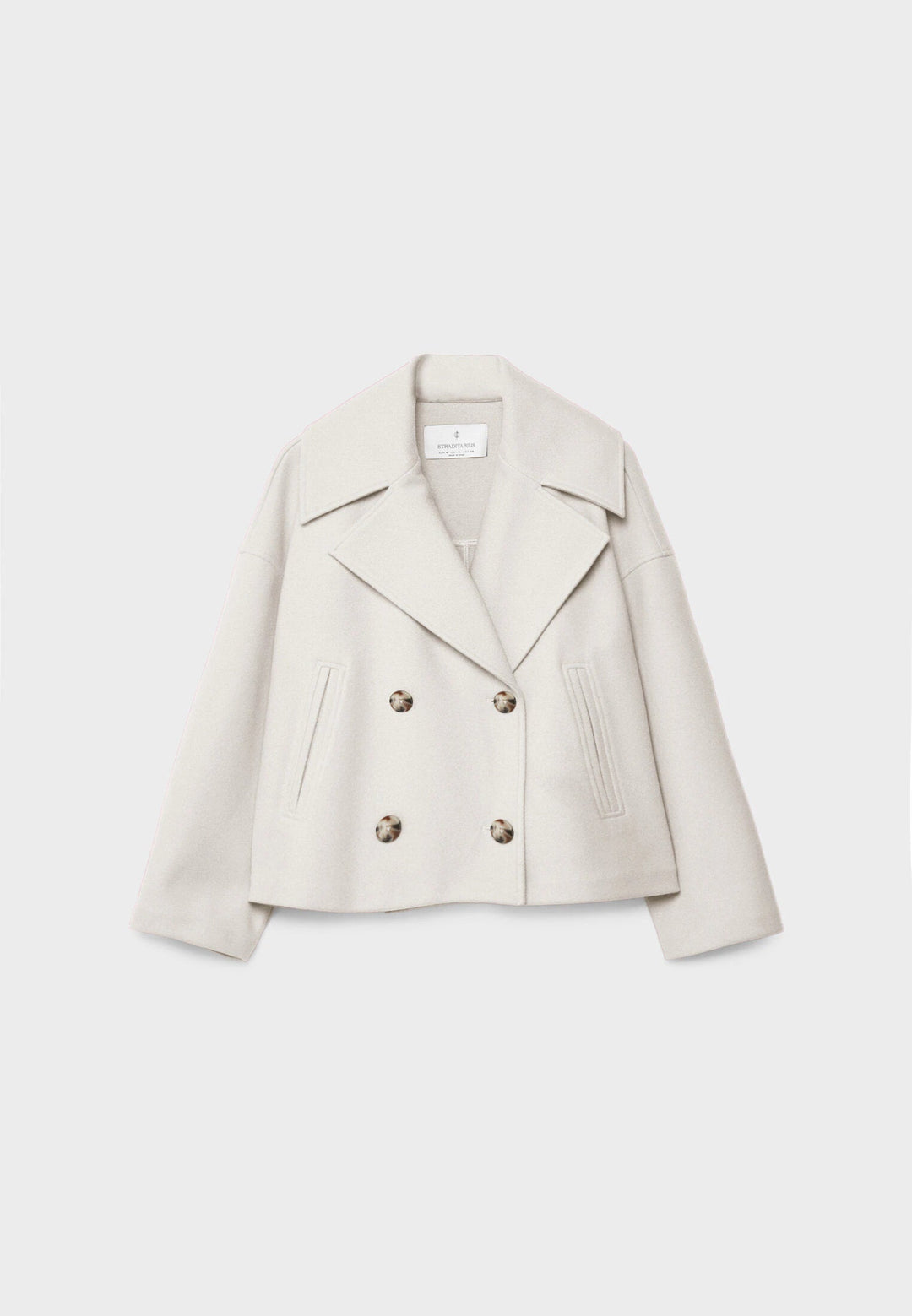 Harlow | Womens Double-Breasted Cropped Wool Blend Jacket