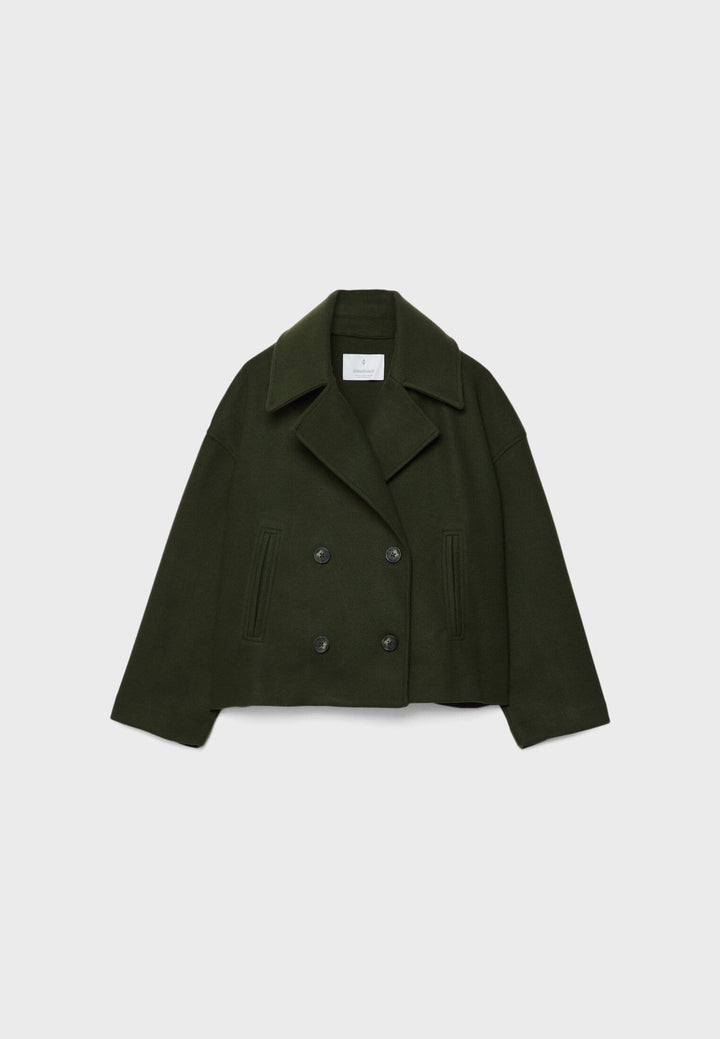 Harlow | Womens Double-Breasted Cropped Wool Blend Jacket