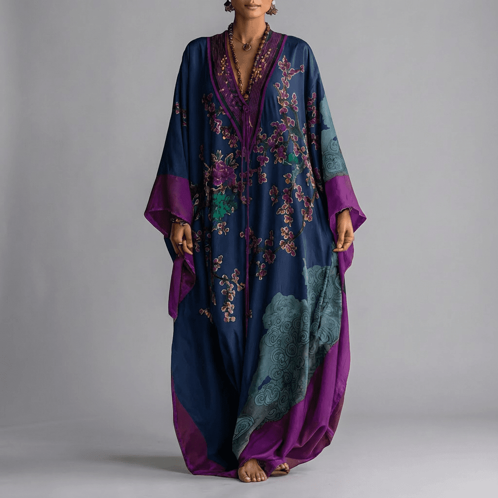 Iseult - Japanese Plum Blossom Maxi Dress