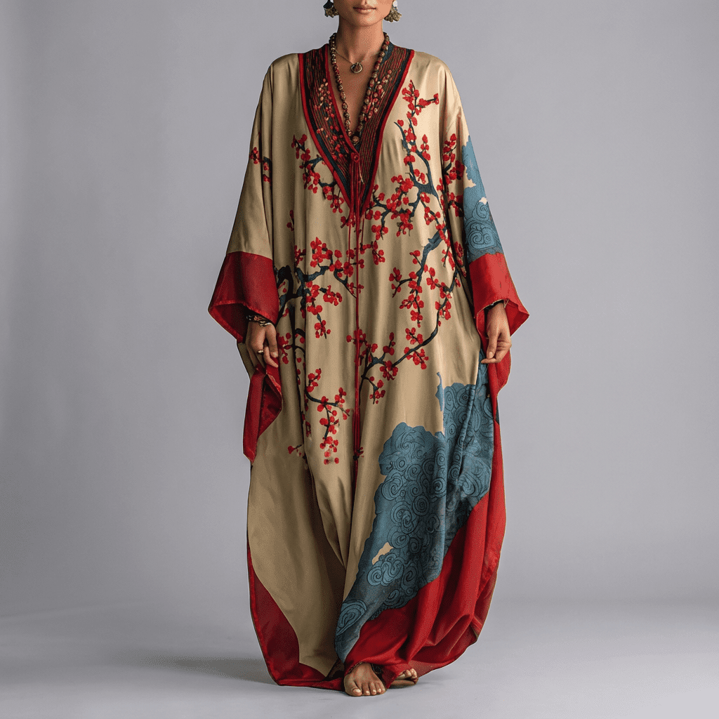 Iseult - Japanese Plum Blossom Maxi Dress