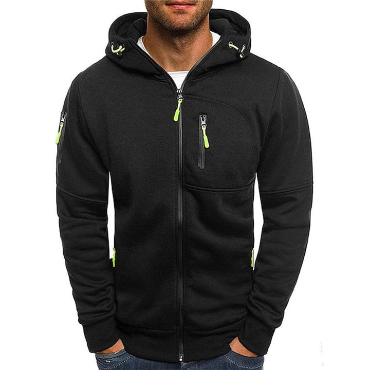 Marcus | Mens Zip Up Hooded Fleece Multi-Pocket Jacket