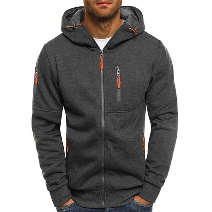 Marcus | Mens Zip Up Hooded Fleece Multi-Pocket Jacket