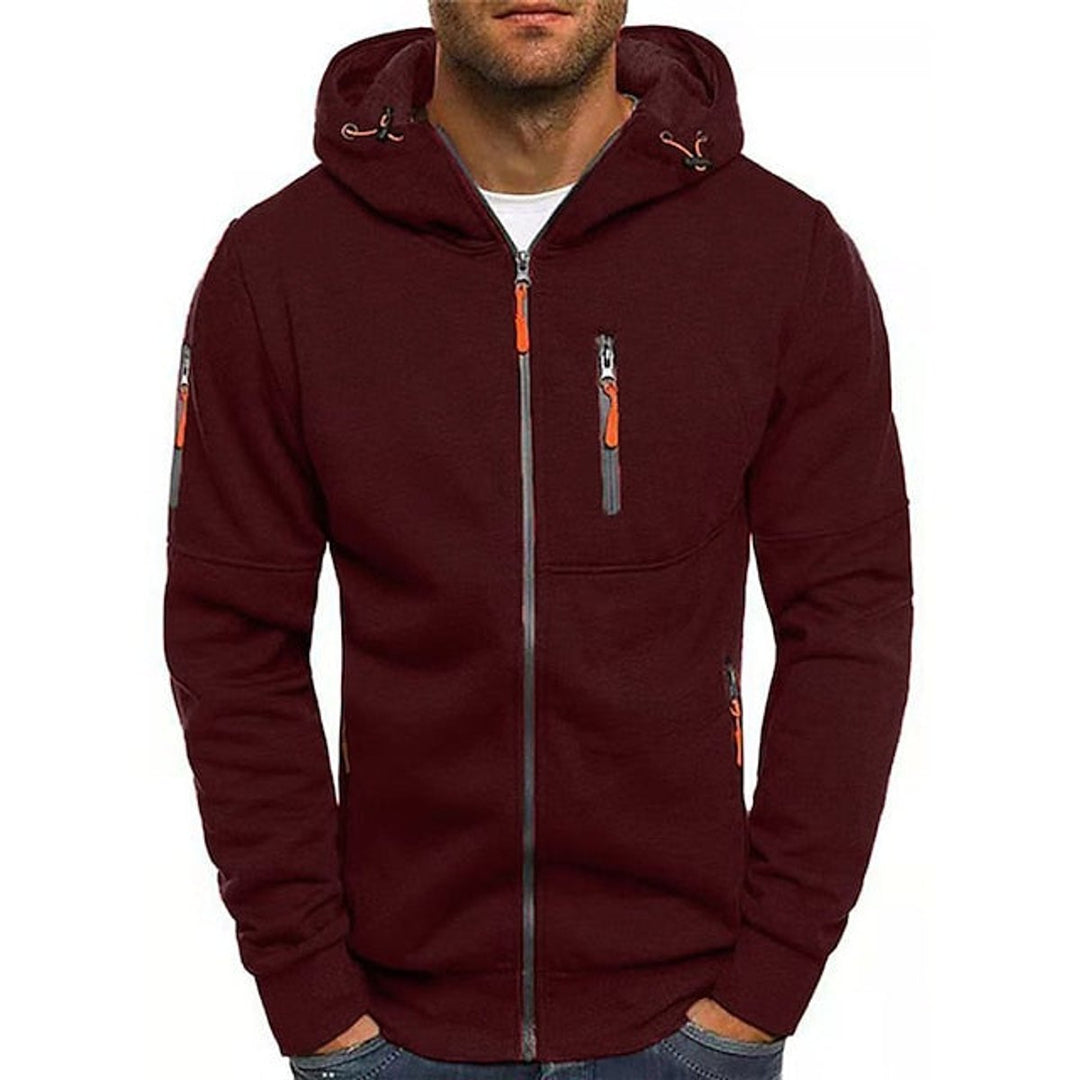 Marcus | Mens Zip Up Hooded Fleece Multi-Pocket Jacket