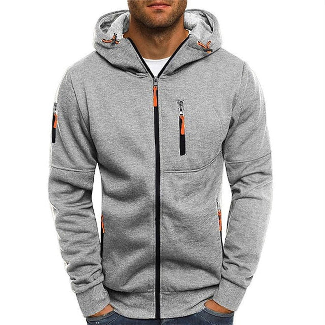 Marcus | Mens Zip Up Hooded Fleece Multi-Pocket Jacket