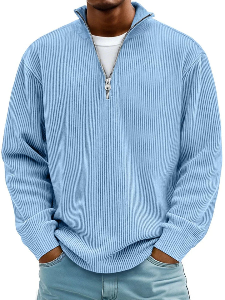 Oliver | Mens Ribbed Knit Quarter Zip Mock Neck Jumper