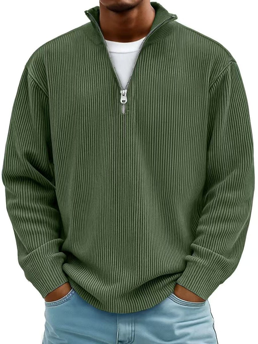Oliver | Mens Ribbed Knit Quarter Zip Mock Neck Jumper