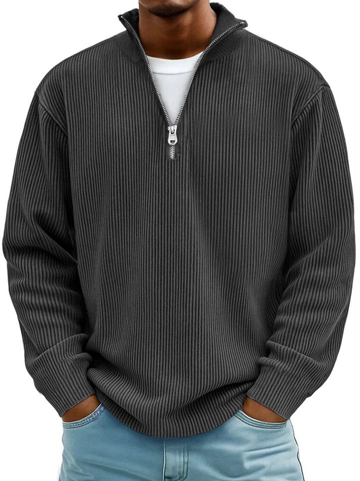 Oliver | Mens Ribbed Knit Quarter Zip Mock Neck Jumper