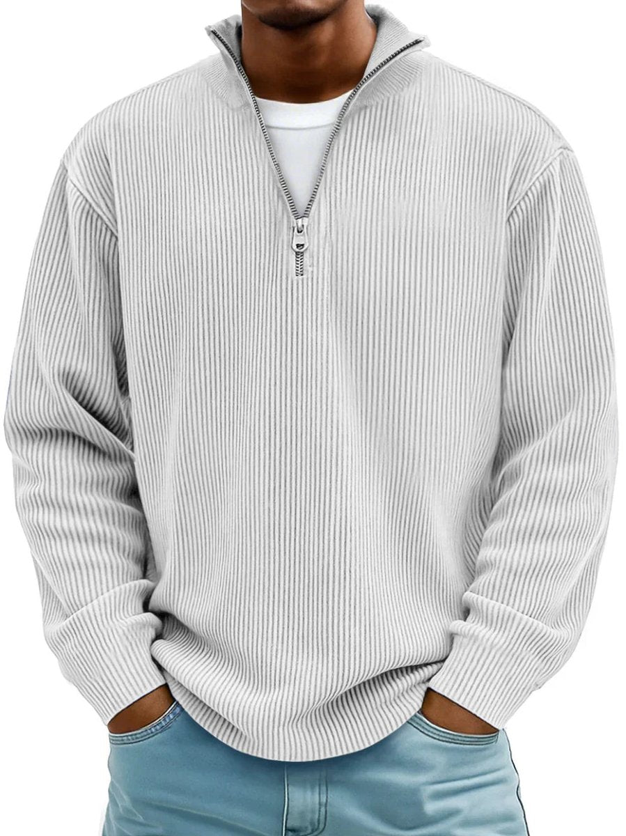Oliver | Mens Ribbed Knit Quarter Zip Mock Neck Jumper