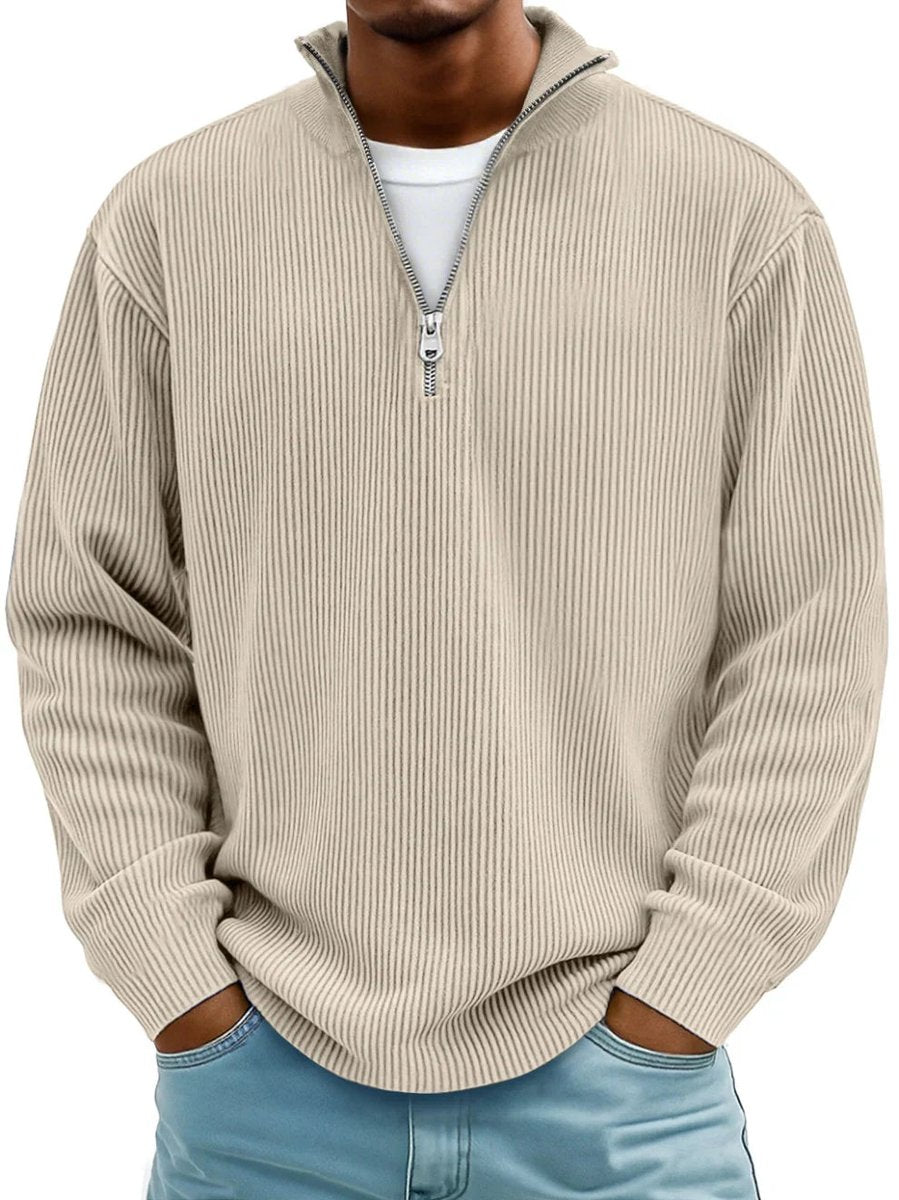 Oliver | Mens Ribbed Knit Quarter Zip Mock Neck Jumper