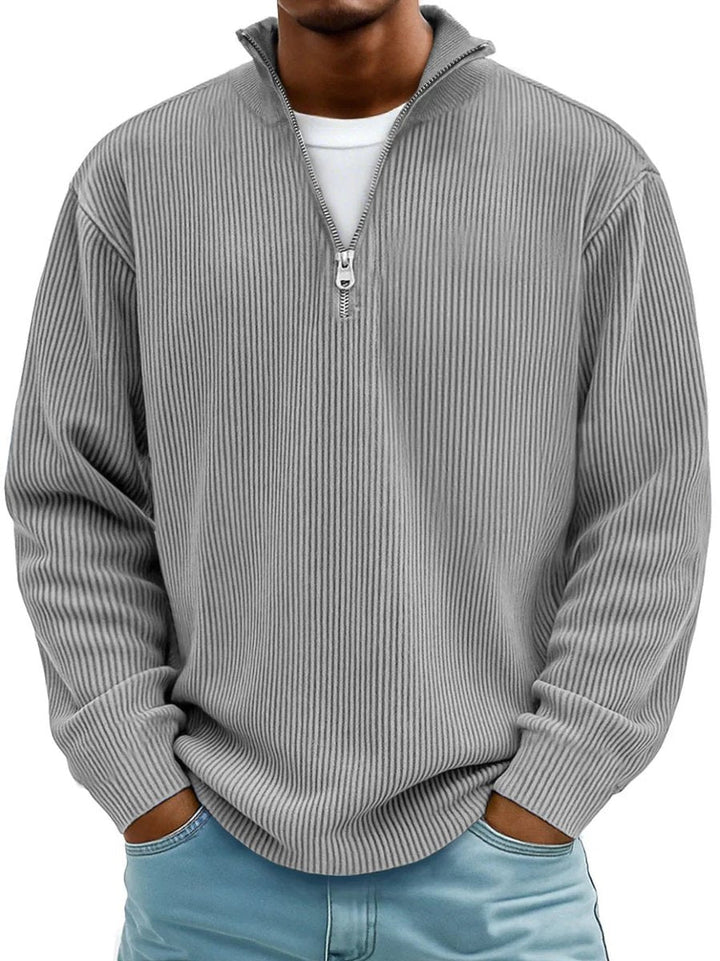 Oliver | Mens Ribbed Knit Quarter Zip Mock Neck Jumper