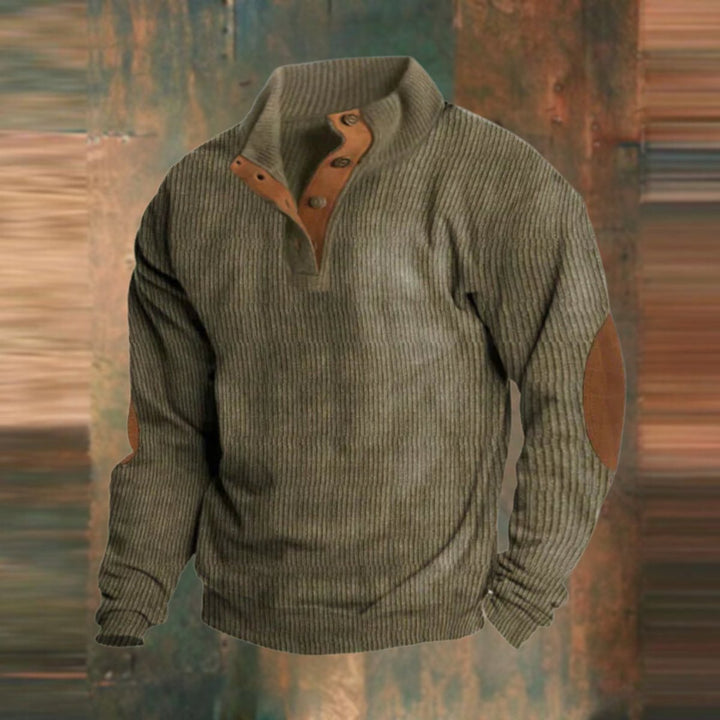 Harrison | Mens Ribbed Knit Suede Elbow Patch Jumper