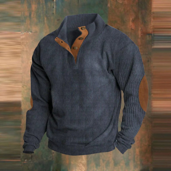 Harrison | Mens Ribbed Knit Suede Elbow Patch Jumper
