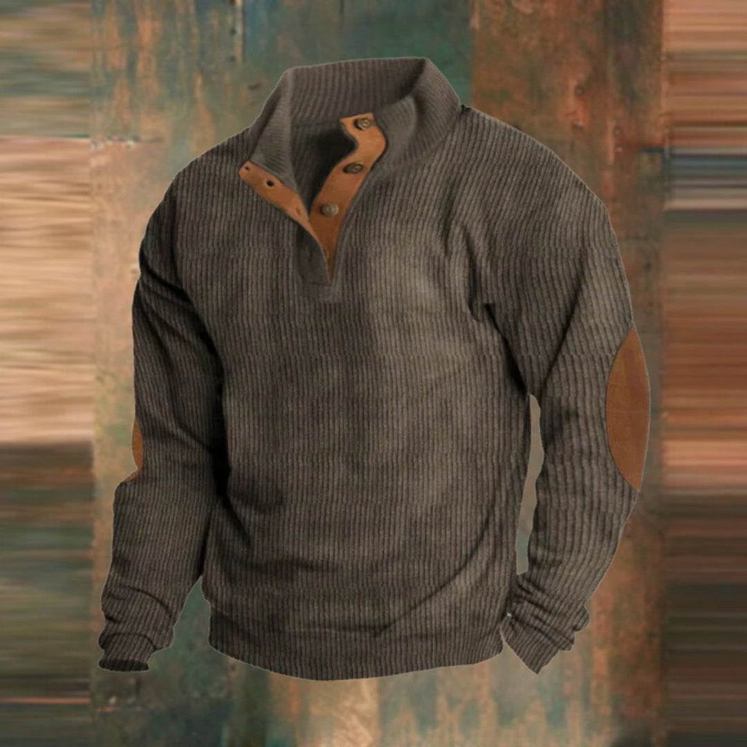 Harrison | Mens Ribbed Knit Suede Elbow Patch Jumper