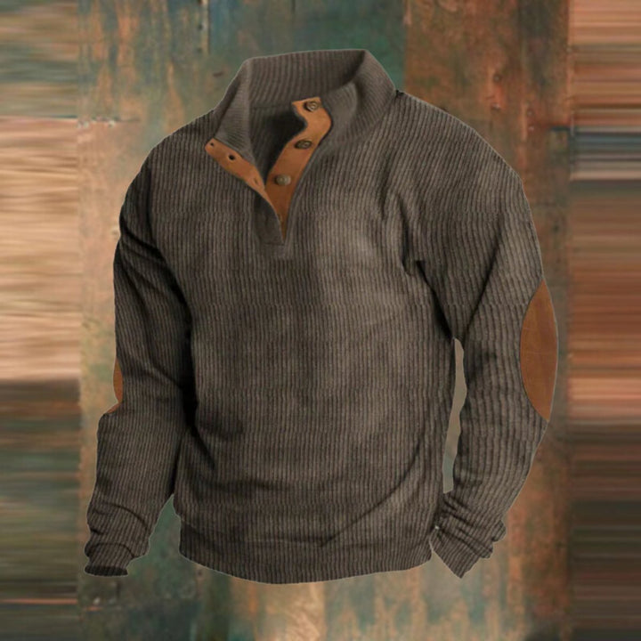Harrison | Mens Ribbed Knit Suede Elbow Patch Jumper