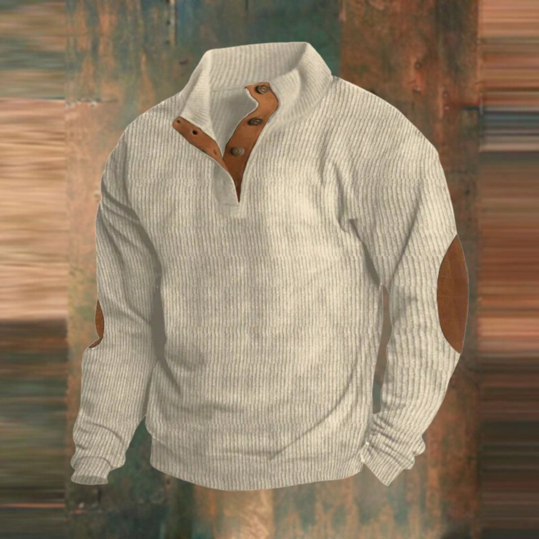 Harrison | Mens Ribbed Knit Suede Elbow Patch Jumper